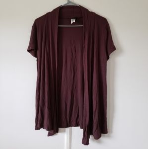 Women's Dark Brown Short Sleeved Cardigan | Large